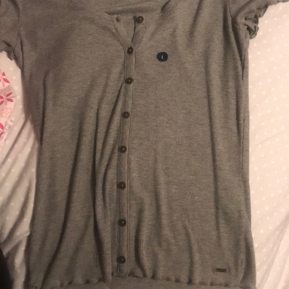 Lettuce trimmed button tee - Picture 1 of 3